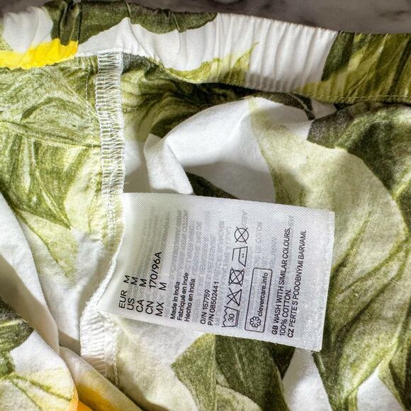 H&M Puff Sleeve Lemon Fruit Print Square Neck Crop Top Size M Cotton Cottage - Picture 4 of 7